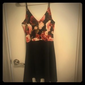 Sleek black floral dress